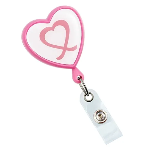 Pink Heart-Shaped Breast Cancer Awareness Badge Reel – Pack of 100 – 2120-7630