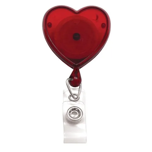 Translucent Red Heart-Shaped Badge Reel - Pack of 100 - 2120-7616 - Easy Badges