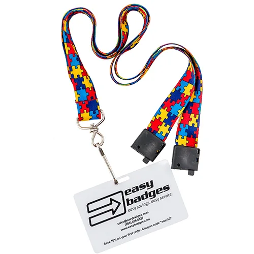 Autism Awareness Lanyard – Red, Yellow, Blue, Navy – Pack of 100 – 2138-5282