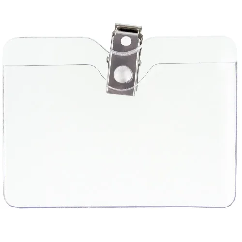 Classic Clear Vinyl Badge Holder w/ 2 Hole Clip – Horizontal – 1810-1000 – Pack of 100