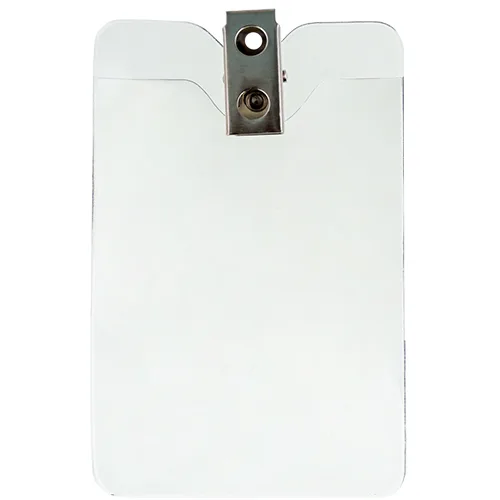 Classic Clear Vinyl Badge Holder w/ 2 Hole Clip – Vertical – Pack of 100 – 153080
