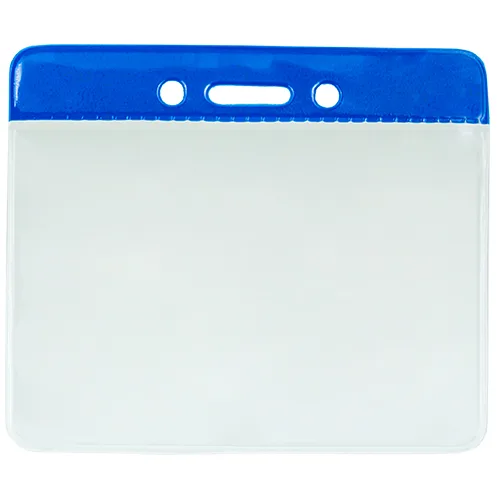 Blue Color Coded Vinyl Badge Holder – Horizontal – Pack of 100 – 153100BL