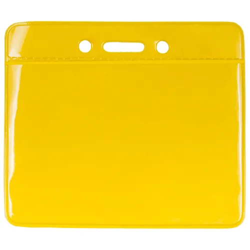 Clear Vinyl Badge Holder w/ Yellow Back – Horizontal – Pack of 100 – 153110Y