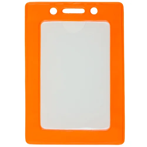 Orange Framed Vinyl Badge Holder – Vertical – Pack of 100 – 153120OR
