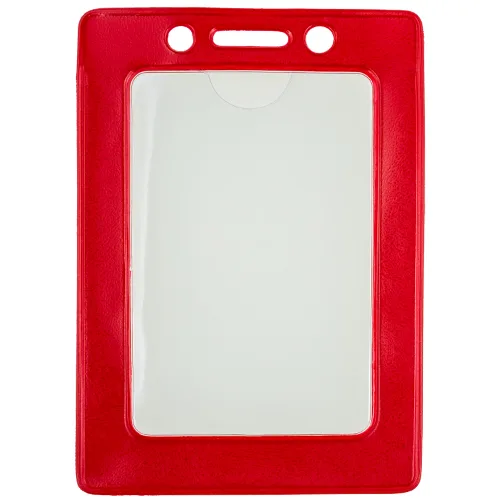 Red Framed Vinyl Badge Holder – Vertical – Pack of 100 – 153120R