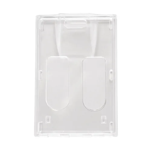 2-Card Hard Plastic Clear ID Badge Holder – Vertical – Pack of 100 – 1840-6560