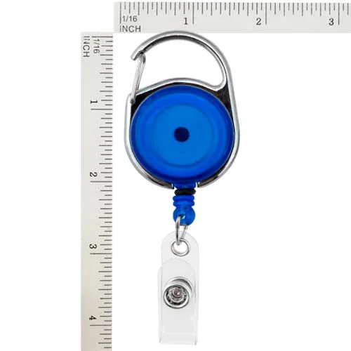 Carabiner Blue Badge Reel w/ Vinyl Strap & Rotating Belt Clip - Pack of 100 - 152058BL - Easy Badges