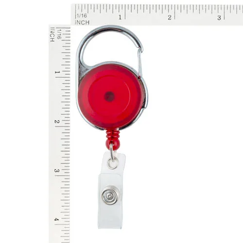 Carabiner Red Badge Reel w/ Vinyl Strap & Rotating Belt Clip – Pack of 100 – 152058R