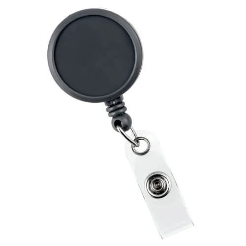 Retractable Gray Badge Reel w/ Swivel Spring Clip- Pack of 100 – 152077GY-UC