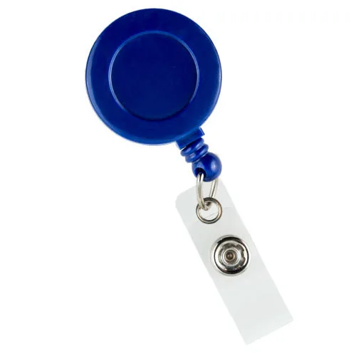 Classic Retractable Blue Badge Reel w/ Clear Vinyl Strap – Pack of 100 – 2120-3032