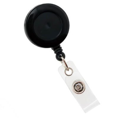 Black-Round-Retractable-Badge-Reel-Swivel-Spring-Clip-2120-7601