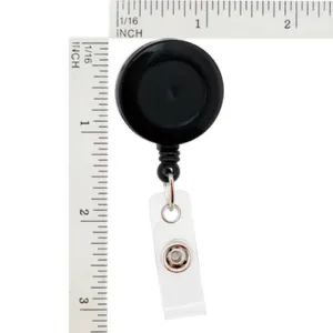 Black-Round-Retractable-Badge-Reel-Swivel-Spring-Clip-Size-2120-7601