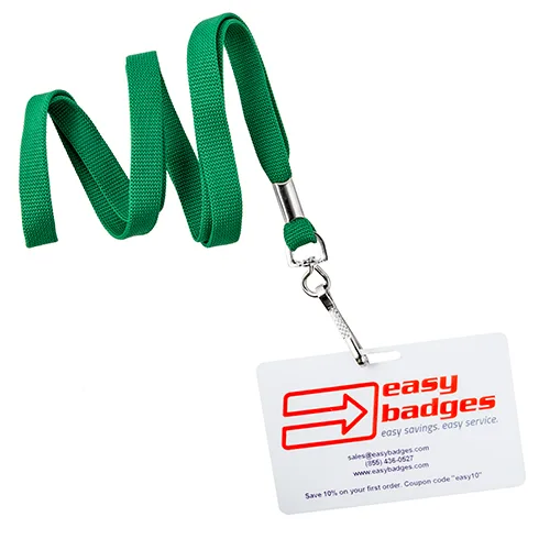Green-3-8-Inch-Flat-Woven-Non-Breakaway-Lanyard-Badge-152154GR