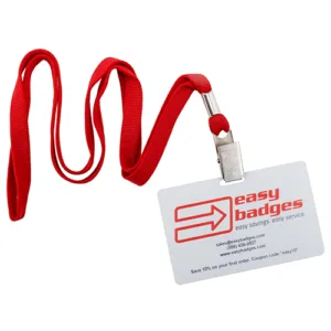 Red-3-8-Inch-Flat-Woven-Non-Breakaway-Lanyard-Bulldog-Clip-Badge-152156R
