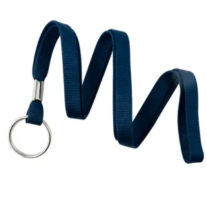 Navy-Blue-3-8-Inch-Flat-Woven-Non-Breakaway-Lanyard-Split-Ring-152158NBL