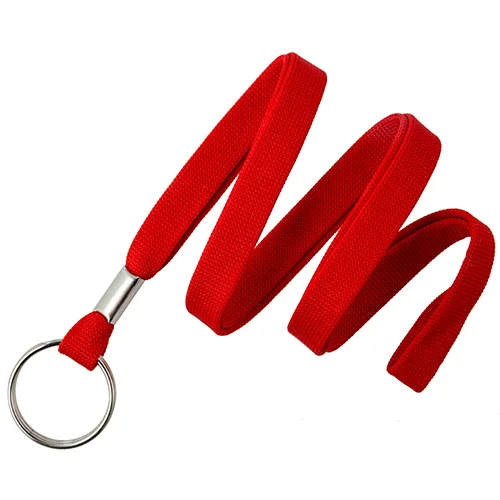 Red-3-8-Inch-Flat-Woven-Non-Breakaway-Lanyard-Split-Ring-152158R