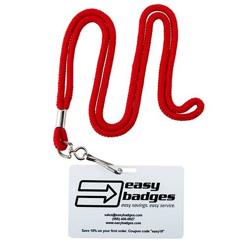 Classic 3/16″ Round Red Lanyard w/ Steel Swivel Hook – Pack of 100 – 152164R