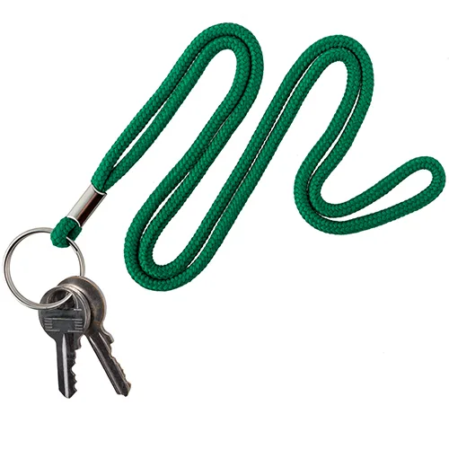 Classic 3/16″ Round Green Lanyard w/ Steel Split Ring – Pack of 100 – 152168GR
