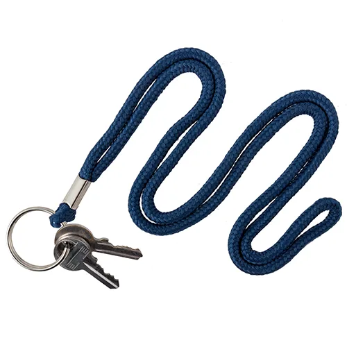 Classic 3/16″ Round Navy Blue Lanyard w/ Steel Split Ring – Pack of 100 – 152168NBL