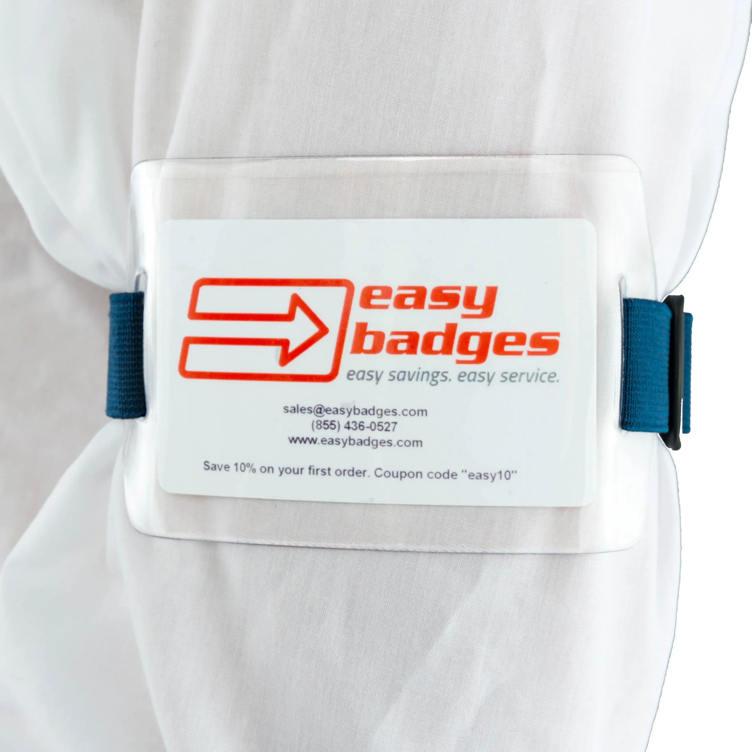 Clear Vinyl Armband Badge Holder w/ Navy Blue Band – Pack of 100 – Horizontal – 152182NBL