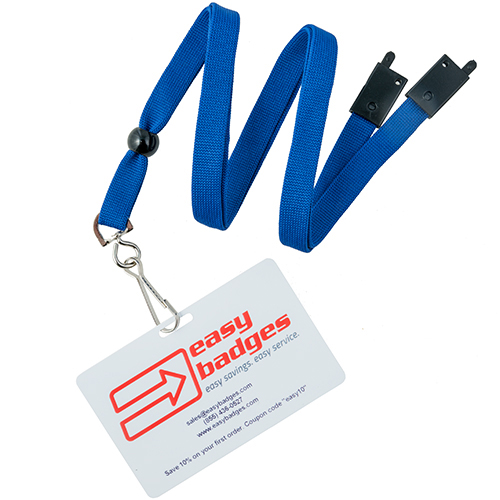 Flat Breakaway 3/8 Royal Blue Lanyard w/ Metal Swivel Hook - Pack of 100 - 152145RBL - Easy Badges