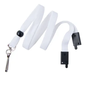 White-3-8-Inch-Flat-Woven-Breakaway-Lanyard-Metal-Swivel-Hook-152145W