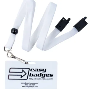 White-3-8-Inch-Flat-Woven-Breakaway-Lanyard-Metal-Swivel-Hook-Badge-152145W