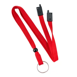 Red-3-8-Inch-Flat-Woven-Breakaway-Lanyard-Split-Ring-Badge-152149R