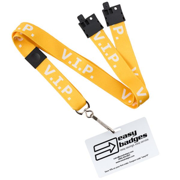 Pre-Printed VIP Breakaway 3/4″ Lanyard w/ Swivel Hook – Pack of 100 – 152169VIP