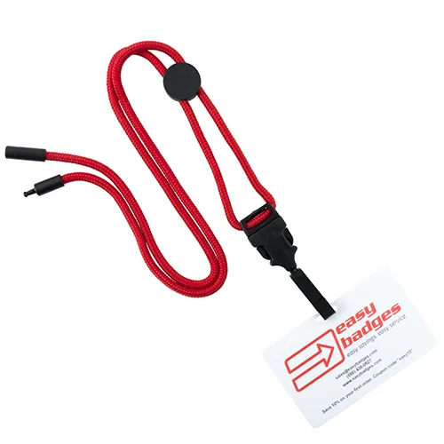 Premium Round Breakaway Red Lanyard w/ Detachable Plastic Hook – Pack of 100 – 152222R