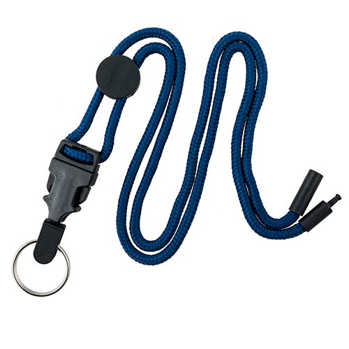 Premium Round Breakaway Navy Blue Lanyard w/ Detachable Split Ring ...