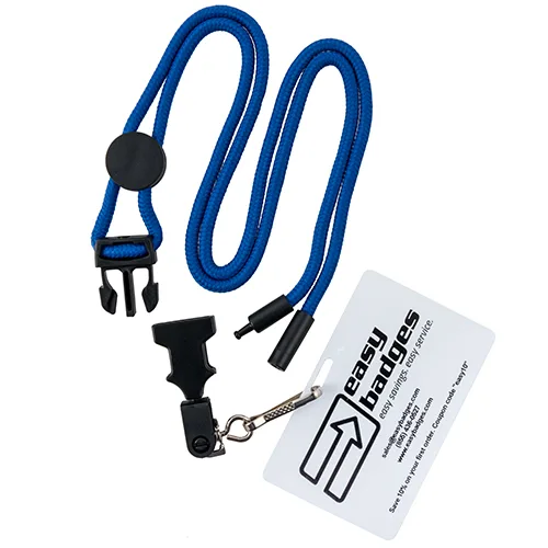 Premium Round Breakaway Blue Lanyard w/ Detachable Black Swivel Hook – Pack of 100 – 152228BL