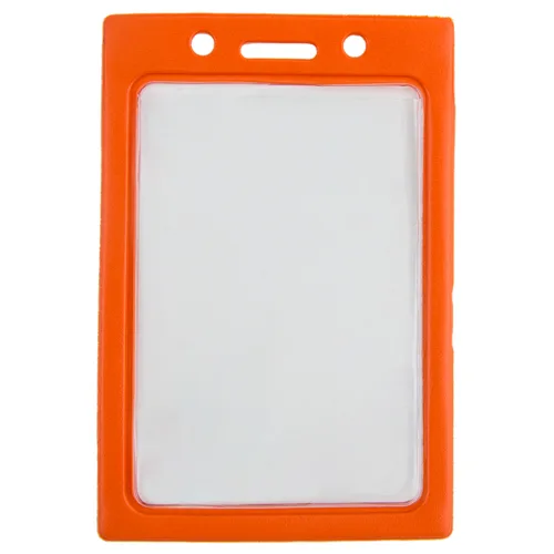 Orange Framed Vinyl Badge Holder – Vertical – Pack of 100 – 1820-3005