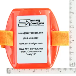 Orange-Vinyl-ID-Badge-Armband-Holder-Vertical-Size-504-ARNO