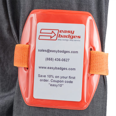 Orange-Vinyl-ID-Badge-Armband-Holder-Vertical-504-ARNO