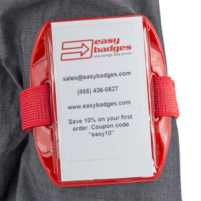 Red-Vinyl-ID-Badge-Armband-Holder-Vertical-504-ARNR