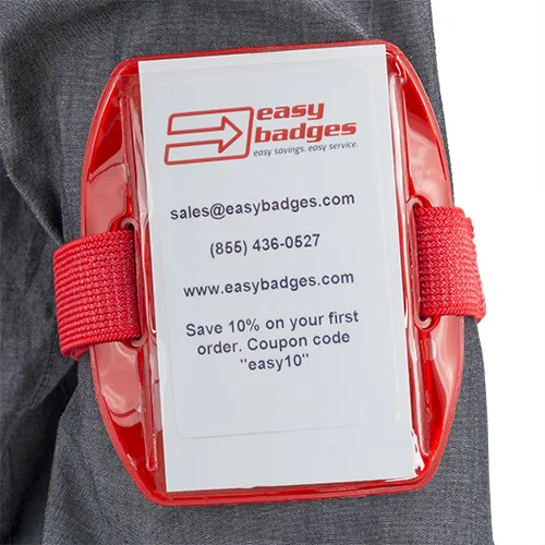 Red Reflective Armband Badge Holder – Vertical – Pack of 100 – R504-ARNR