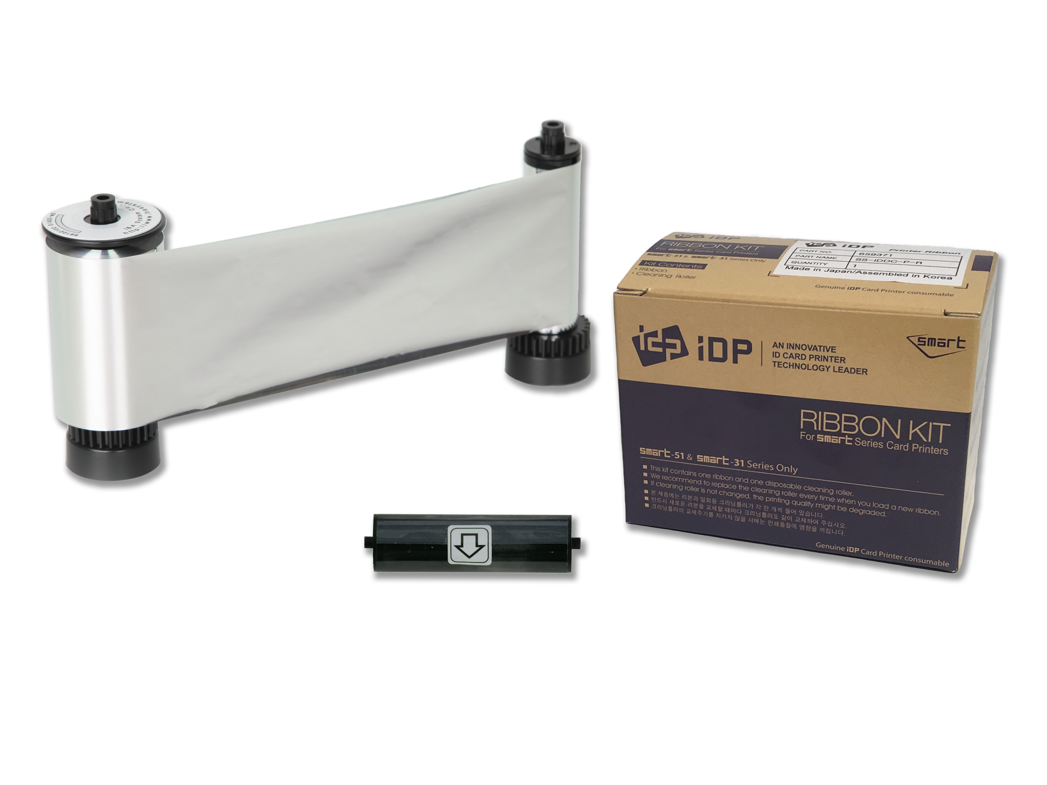 IDP 659373 SS-IDDC-P-MS Silver Metallic Ribbon w/Cleaning Roller – 1200 Prints