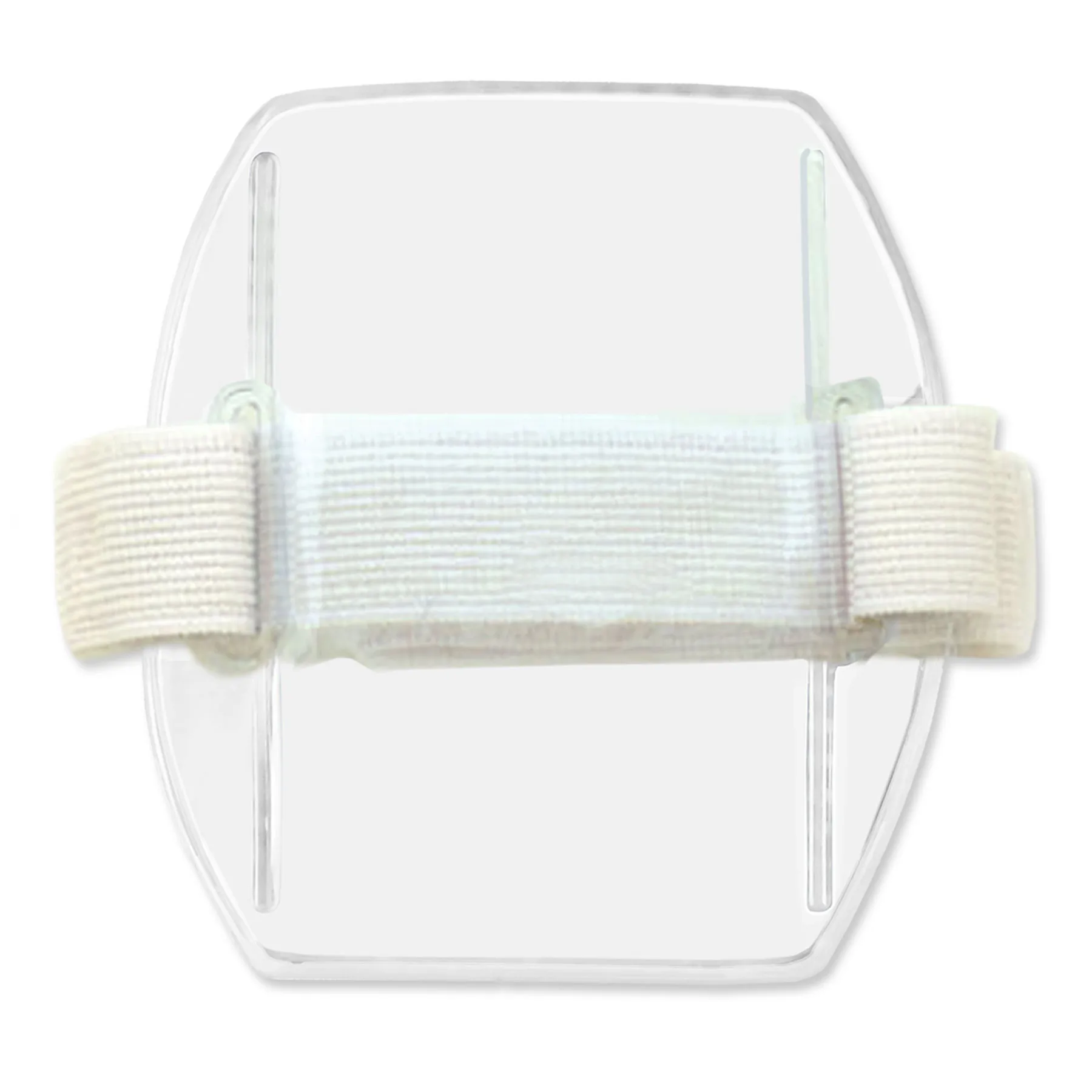 Clear Vertical Arm Band Badge Holder w/ White Strap, 2.38″ x 3.38″ – Pack of 100