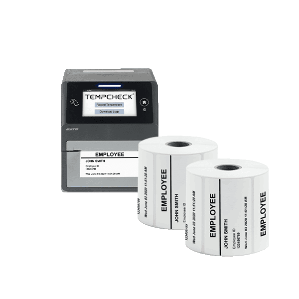 Tempcheck Health Screening and Temperature Badge Printing System with labels