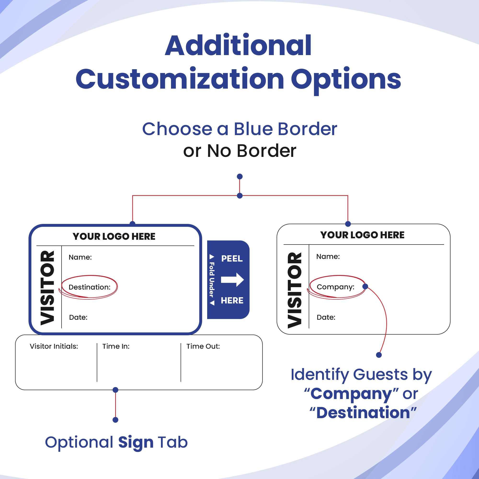 Fully Customizable Adhesive Visitor Badge Book - Self Expiring