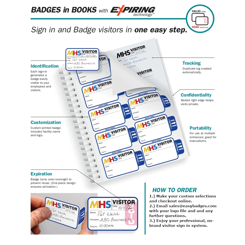  C-Line Visitor Badges with Registry Log, 150 Badges per Book,  1 Registry (97030) : Identification Badges : Office Products